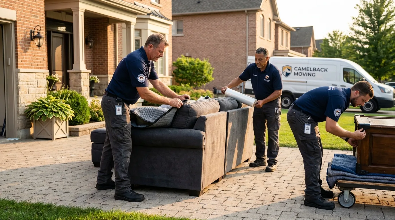 Large estate moving crew wrapping furniture in Boulder Creek, CA